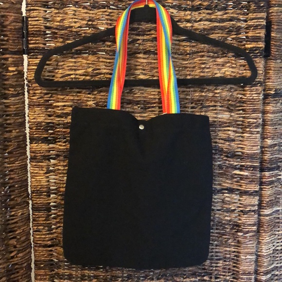 make it your own Handbags - ❗️Blank canvas mini tote bag with double rainbow strap in black NWOT